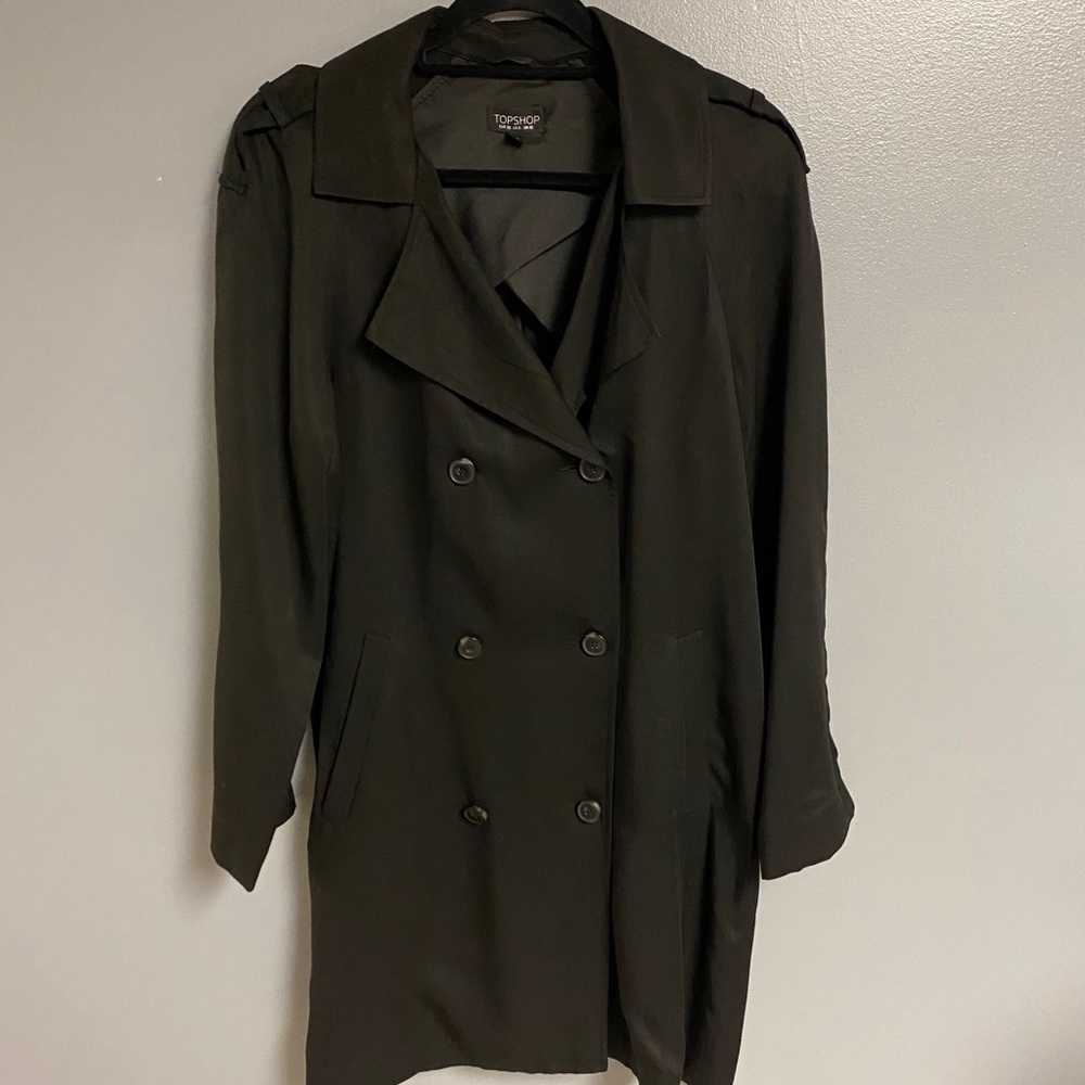 Topshop black trench coat jacket buttons